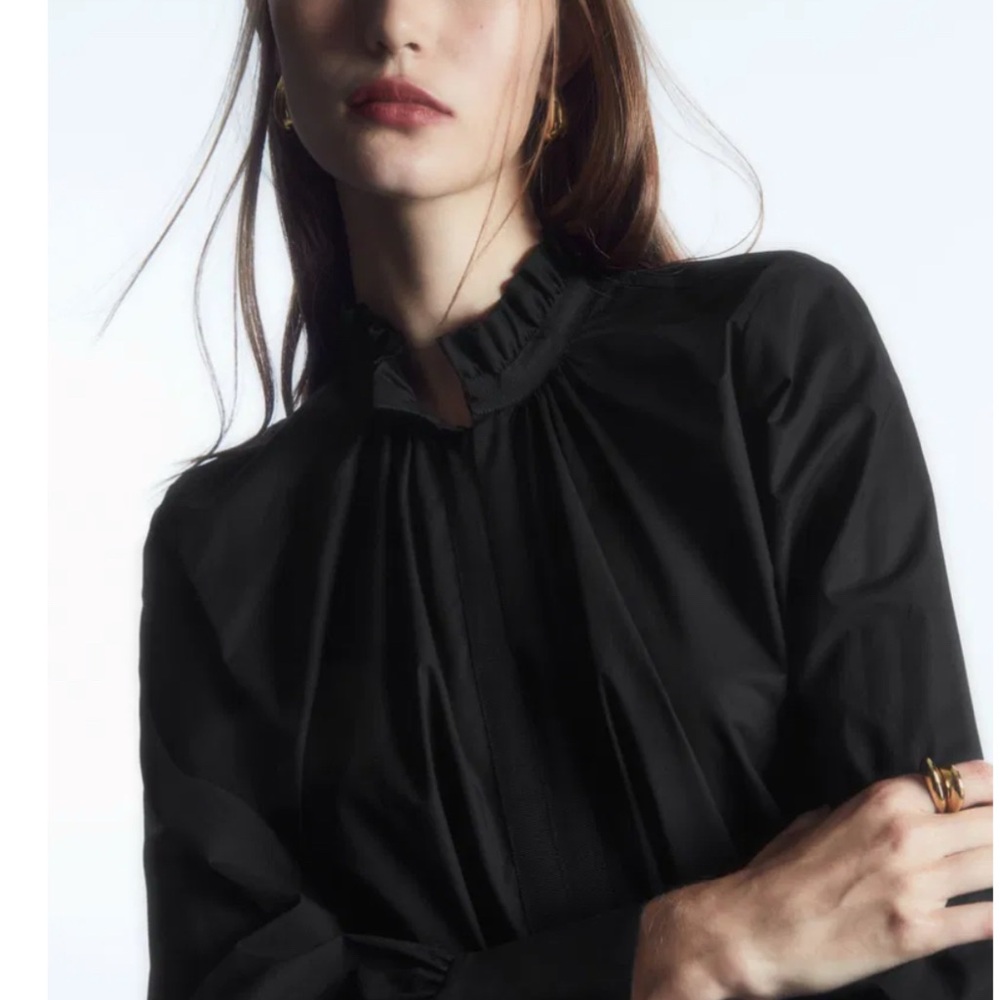 COS Ruffled-Collar Mini Shirt Dress - Tunic Style - Picture 3 of 11